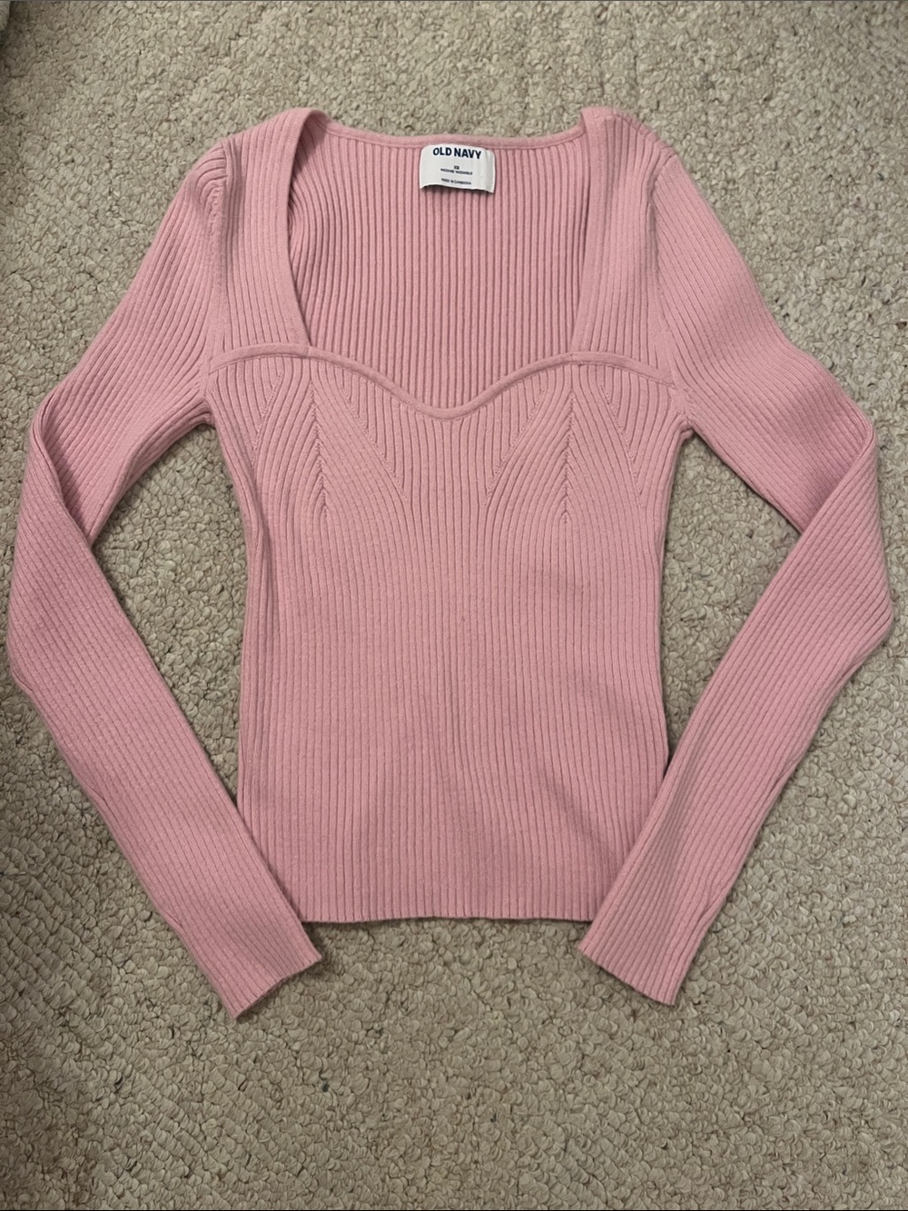 Old Navy Dusty Pink Ribbed Sweetheart Neck Top